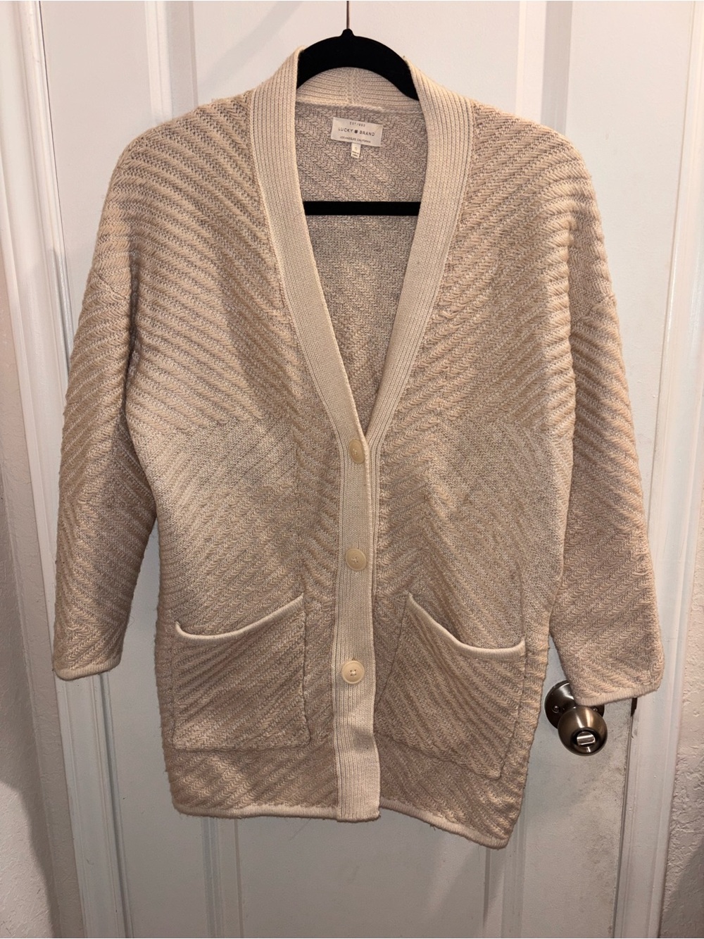 Lucky Brand Cream Knit Button-Front Women's Cardigan